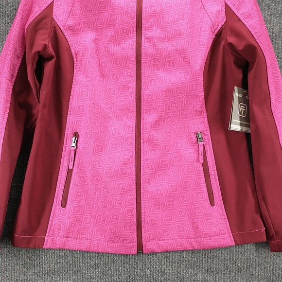 Free Tech Women's Jacket Pink Medium Zip Front Hooded Zip Pockets W/Tags - Picture 4 of 14